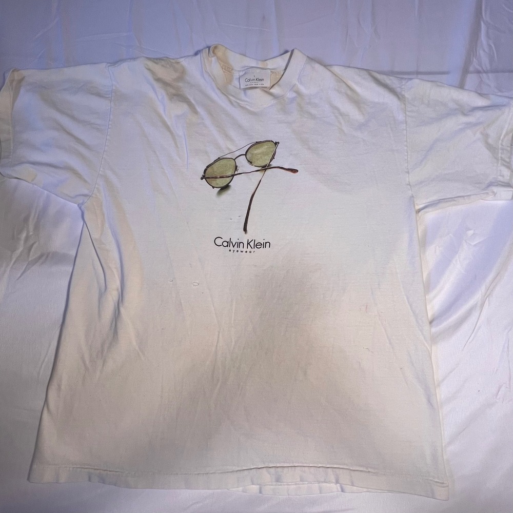 Vintage 1990s Calvin Klein Eyewear L Tshirt Promo Mens Sunglasses USA Designer